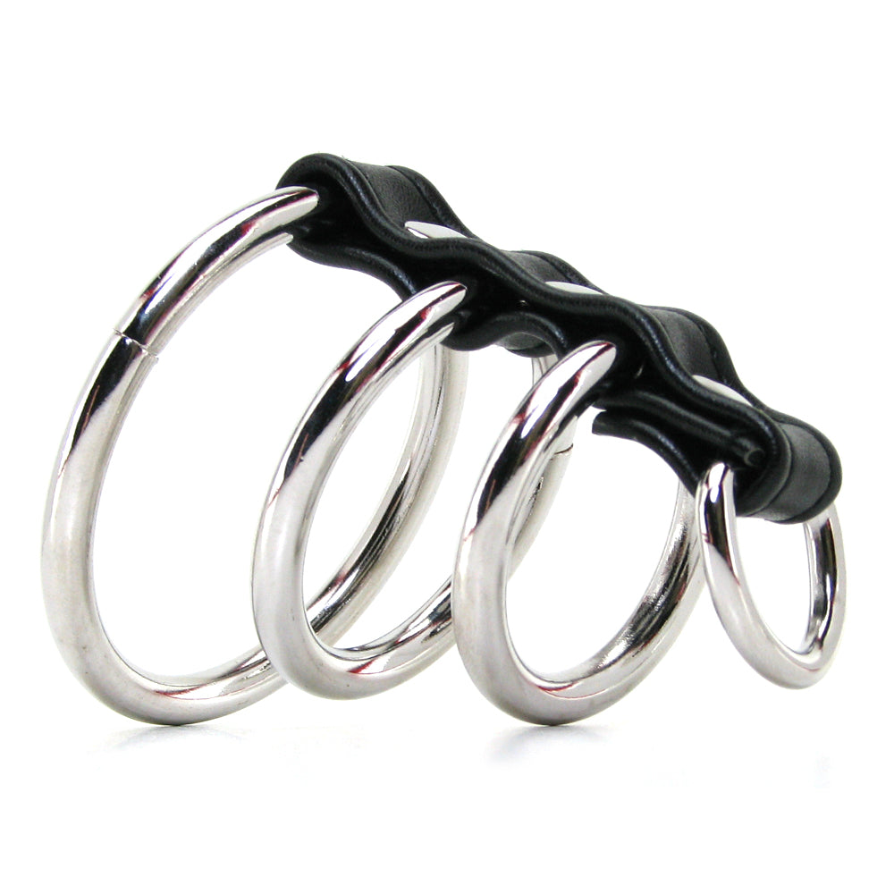 Blue Line 3 Ring Gates of Hell Cock & Ball Cage with D-Ring Cock Rings - Tophatter Daily Deals
